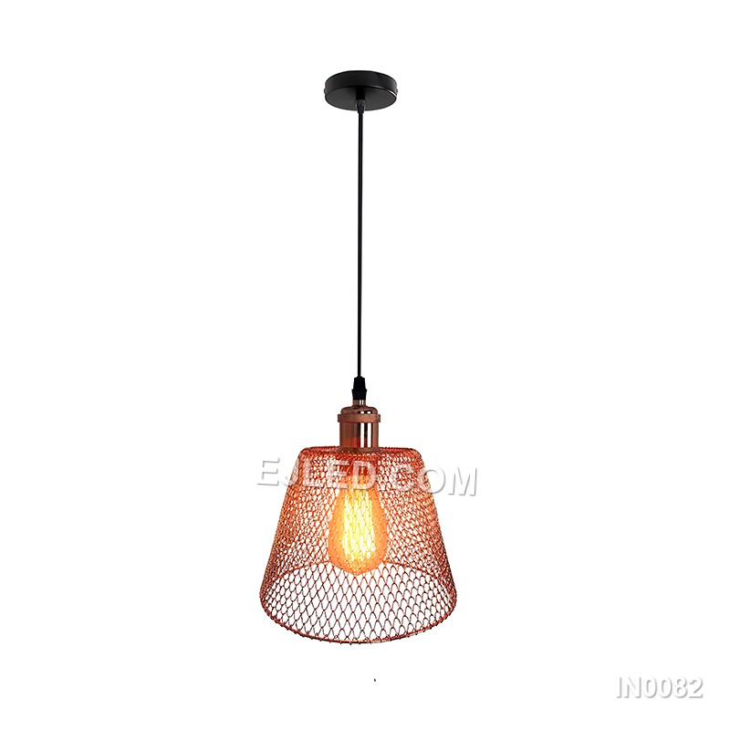The IN0082 pendant light is constructed from copper, featuring a conical shade with an articulated, foldable design. It has a black exterior finish and a warm gold-toned interior, directing light downwards. - view 6