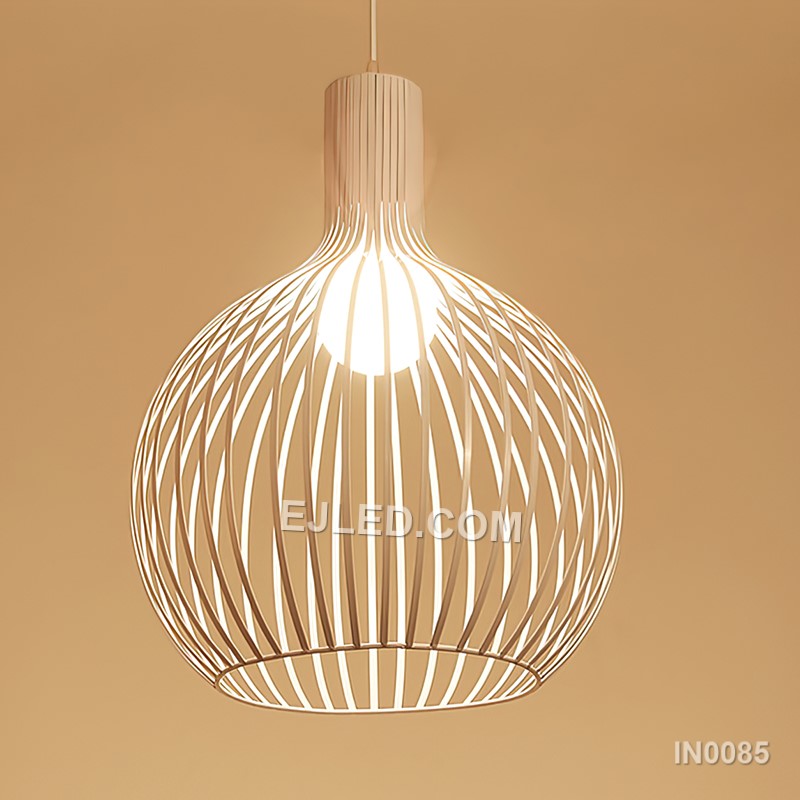 A round, open wire cage defines this single black iron pendant light, designed to cast a soft, ambient glow suitable for dining areas, bar counters, or hotel lobbies. Its simple form allows for versatile placement. - view 4