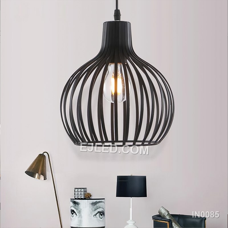 Guzhen Pendant Light Metal Wire Wine Cage Lampshade 1-Light Modern Style Light Fixtures for FarmHouse Foyer IN0085