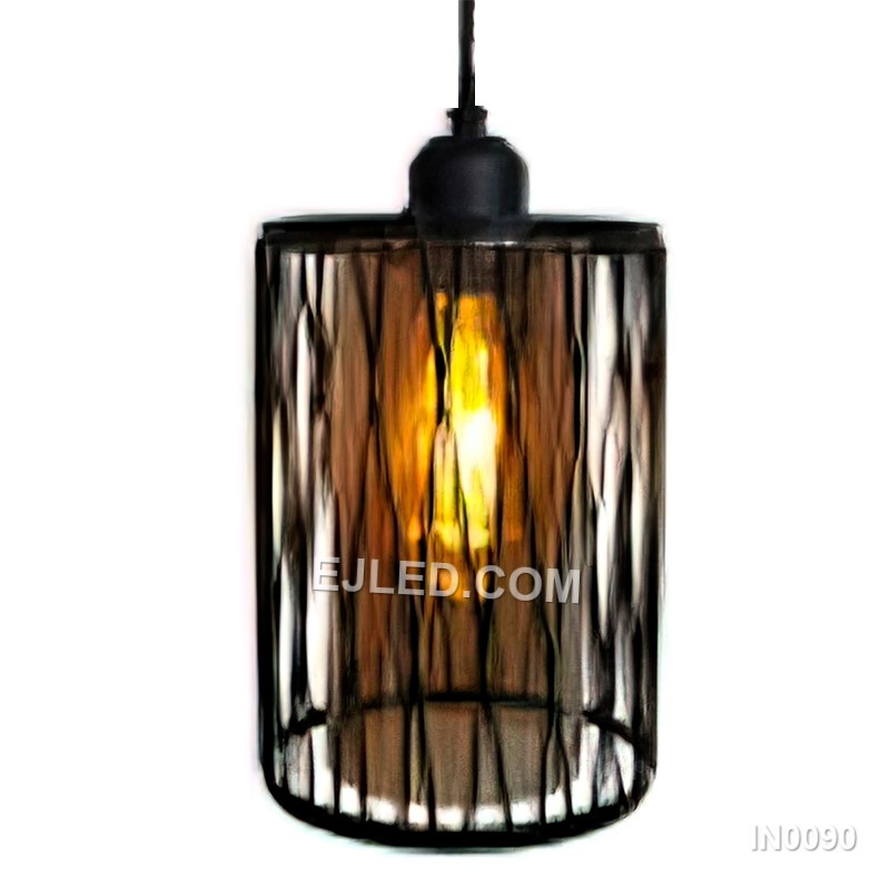 Led Chandelier Black Wire Cage Pendant Lights with Clean Glass Lampshade Light Fixtures for Home Decor Foyer House IN0090