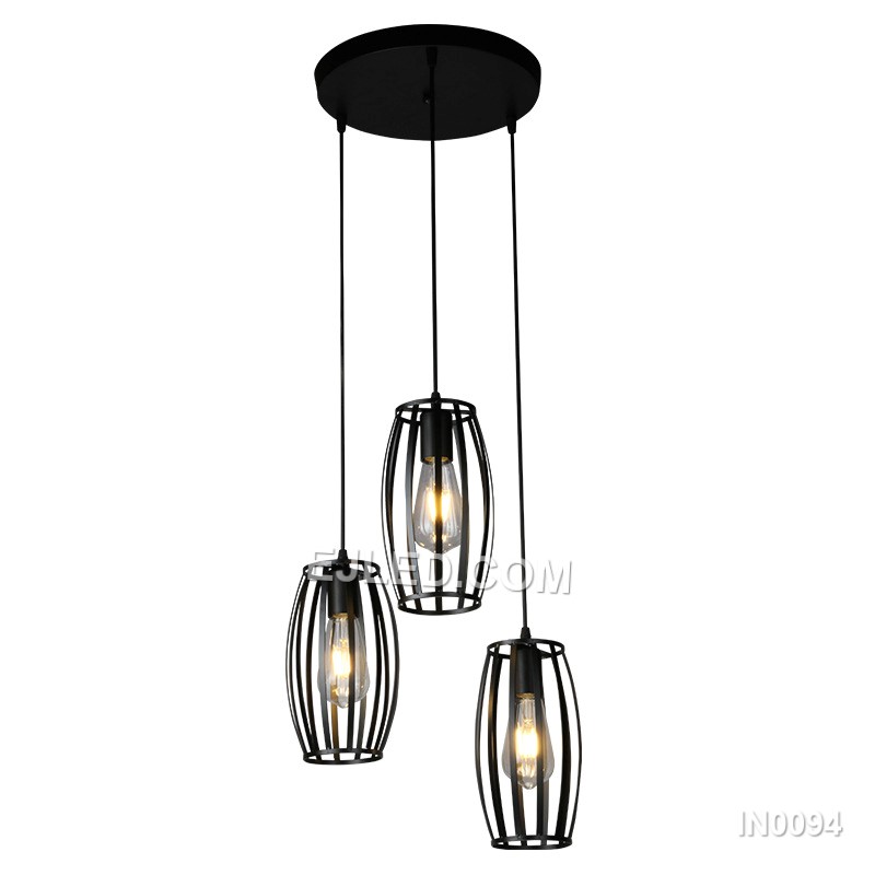 The IN0094 pendant light features an open cuboid shade crafted from light-coloured wooden slats, designed to directly expose the single lamp for broad, unhindered illumination.