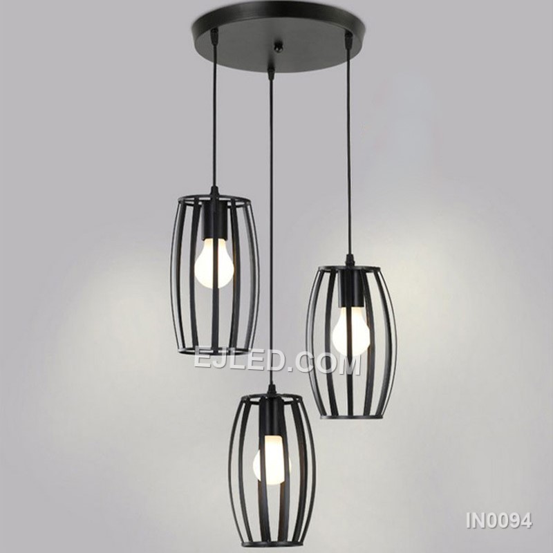 The IN0094 pendant light features an open cuboid shade crafted from light-coloured wooden slats, designed to directly expose the single lamp for broad, unhindered illumination. - view 5