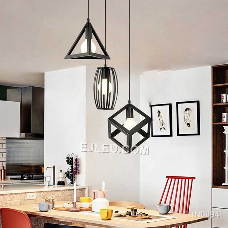 Nordic Lamp Iron Pendant Lights Industrial Home Lighting with 3-Lights Cylinder shade E27 Socket for Kitchen Island IN0094