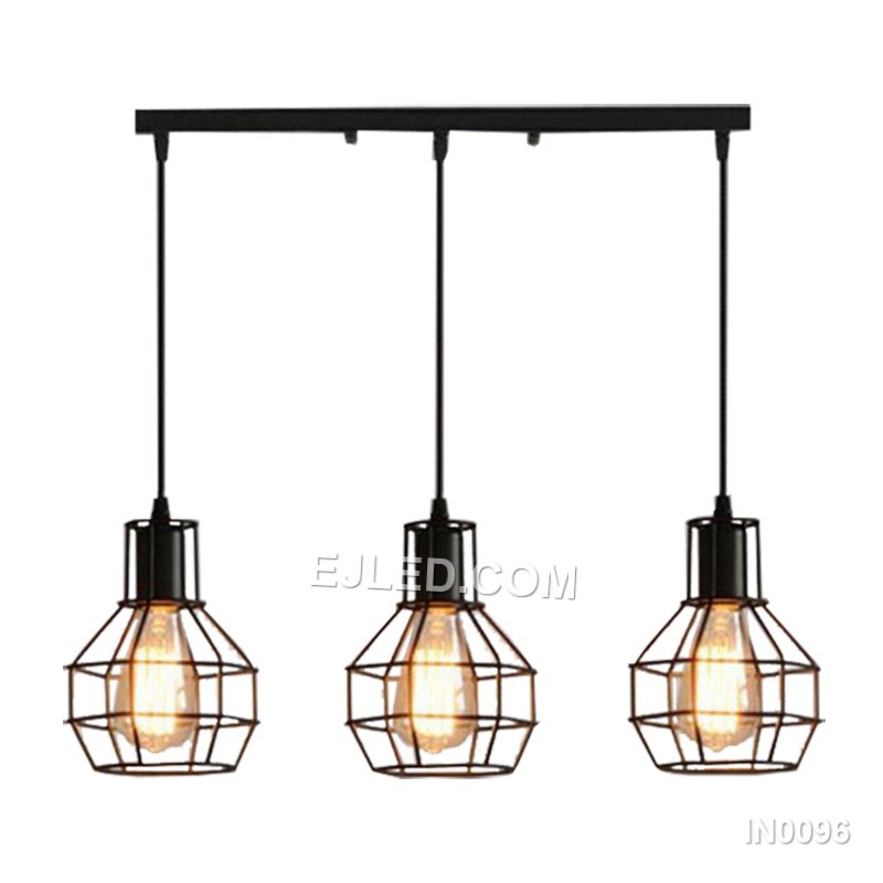 The tall cuboid silhouette of this black metal pendant light is formed by intricately woven strips, creating a semi-enclosed basket shade for a single lamp. It suits spaces with higher ceilings.
