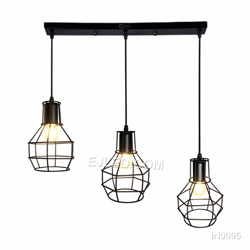 Tall Black Metal Woven Basket Cuboid Pendant Light IN0096