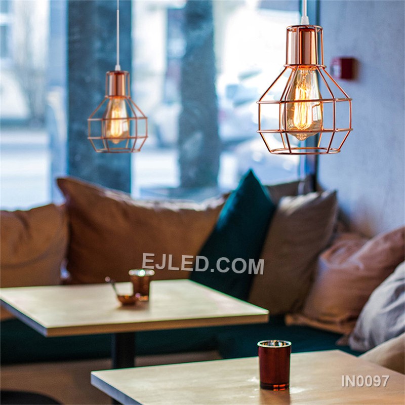 Led Lights for Home Vintage Retro Iron Pendant Lights Metal Wire Basketball Cage Lampshade for Kitchen Island IN0097