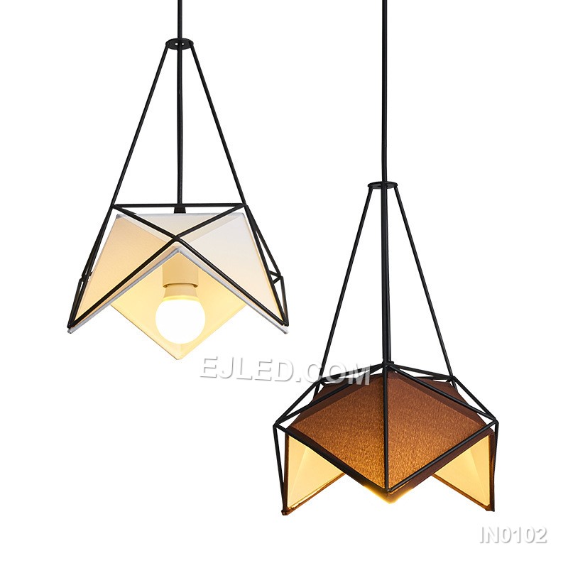Model IN0102 offers three bell-shaped steel pendant lights, each with an open bottom for directed illumination. Finished in matte black, they suspend from a single rectangular canopy, creating a cohesive lighting solution for linear spaces.