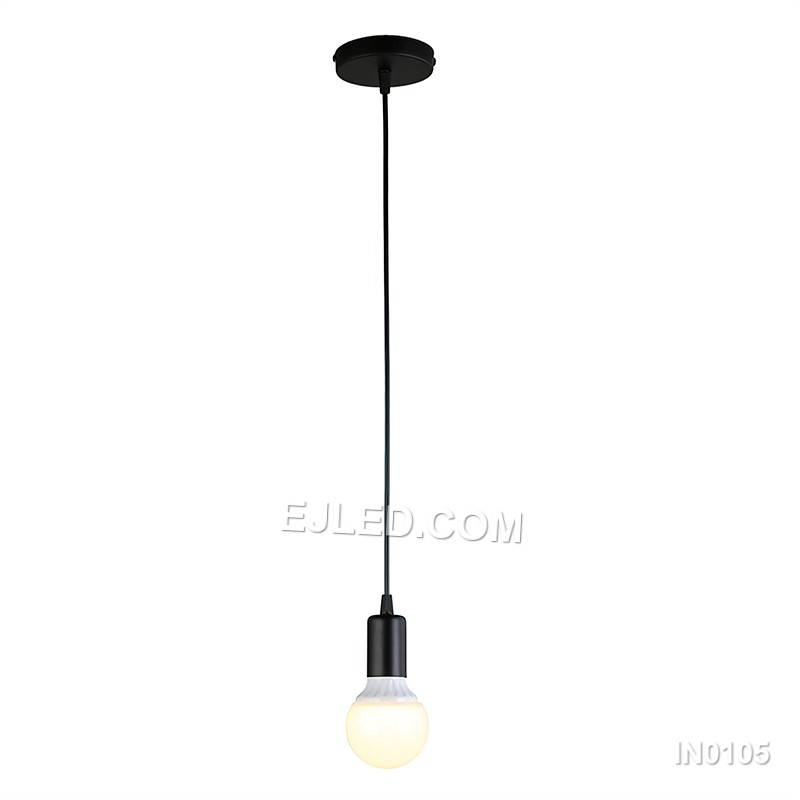 The IN0105 chandelier offers a minimalist design, ideal for illuminating open plan spaces or stairwells with its widespread ambient light. This multi-lamp fixture consists of five individual pendants, each featuring an exposed lamp within a simple E27 socket. - view 2