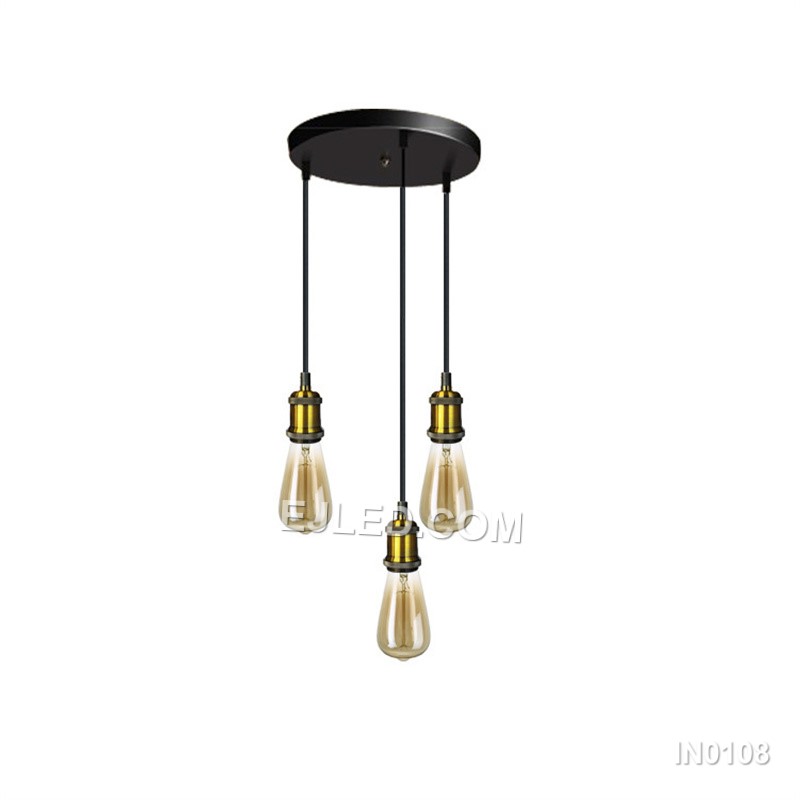 Simple And Modern Style Gold Pendant Lights E27 Socket 3 Heads Led Chandeliers Nordic Lamps Roundel Canopy For Foyer IN0108