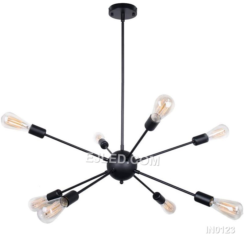 Designed for grand entrances, reception areas, or expansive dining rooms, the IN0123 is a striking 12-lamp Sputnik-style pendant light. Its brass frame features adjustable arms, allowing varied configurations to illuminate large spaces. - view 4