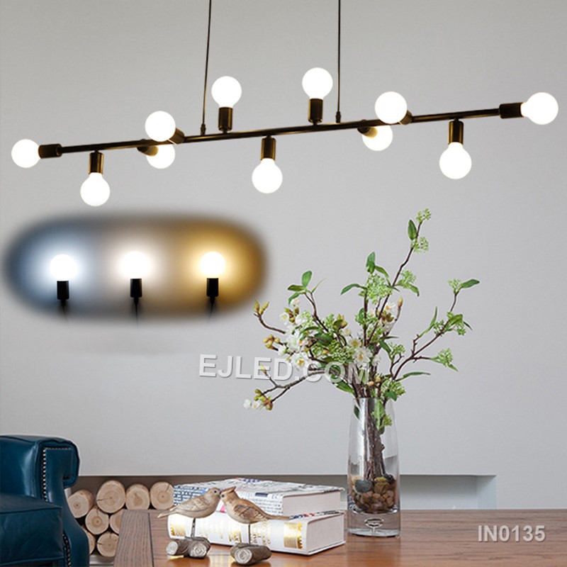 Sputnik Chandelier Chrome Rectangular Ceiling Light Chandelier Black and Gold Pendant Light 11-Lights for Kitchen IN0135