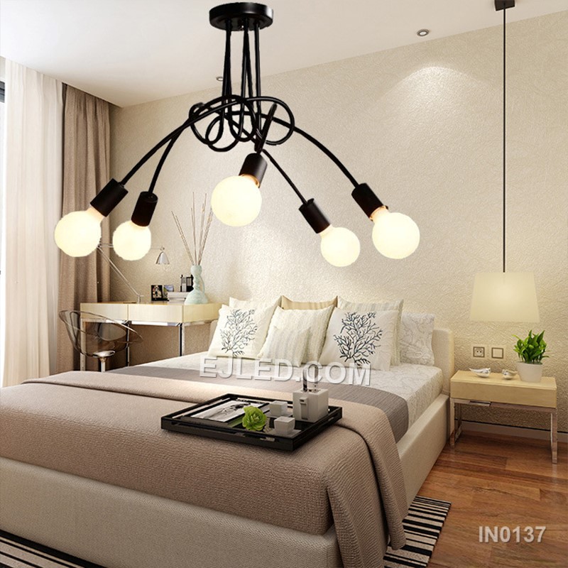 Lights Decorative Sputnik Chandelier 5-Lights Electrical Lights Hanging Lamp Black Color fir Home Decor Kitchen Island IN0137