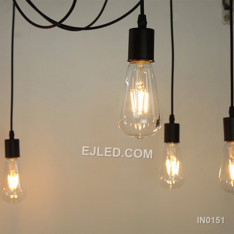 This eight-arm "spider" pendant, model IN0151, offers adjustable reach for expansive rooms or high ceilings, distributing light broadly from exposed lamps at varying heights and angles. - view 3