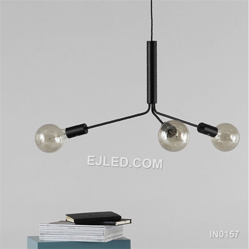 Simple And Modern Style Black Pendant Lights E27 Socket 3 Arms Led Chandeliers Nordic Lamps For Kitchen Island Foyer IN0157