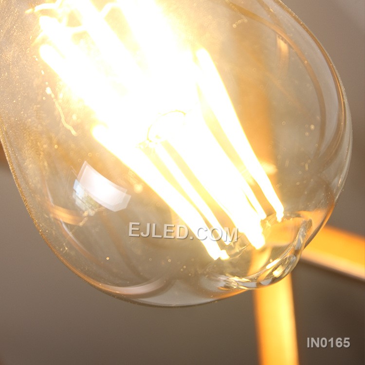Metal Wood finish Cage Pendant Lights with 3 Light Candle Shape Frosted Glass shade E27 Socket for Kitchen Island IN0165