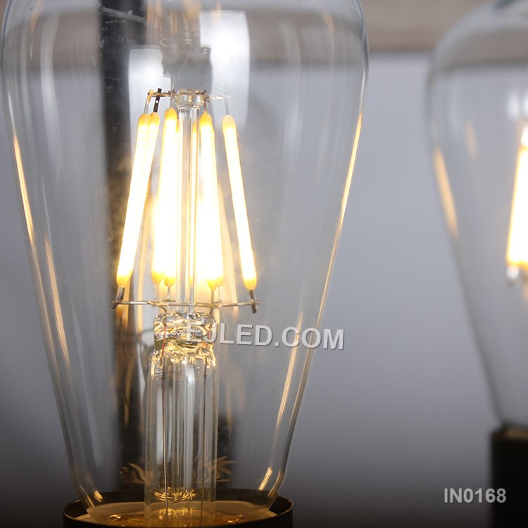 Black Pendant Light Chandelier Metal Hanging Light Fixture with Wooden Grain Finish Vintage Retro for Home Decor 4 Lights IN0168