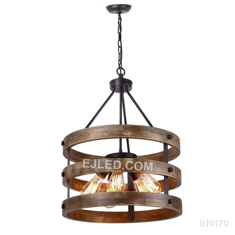 This cluster pendant, model IN0170, offers focused downward illumination. Three black dome shades, each with a contrasting interior, are suspended at varying heights, directing light without significant glare when paired with appropriate bulbs.