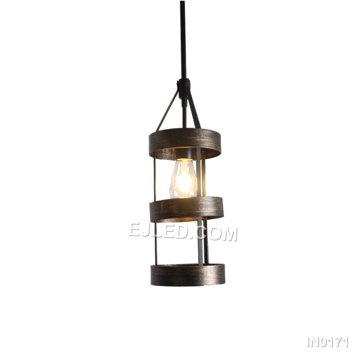 Wood Finish Circle Pendant Light Chandelier Vintage Retro Style with 1 Lights Modern House Light for Hallway IN0171