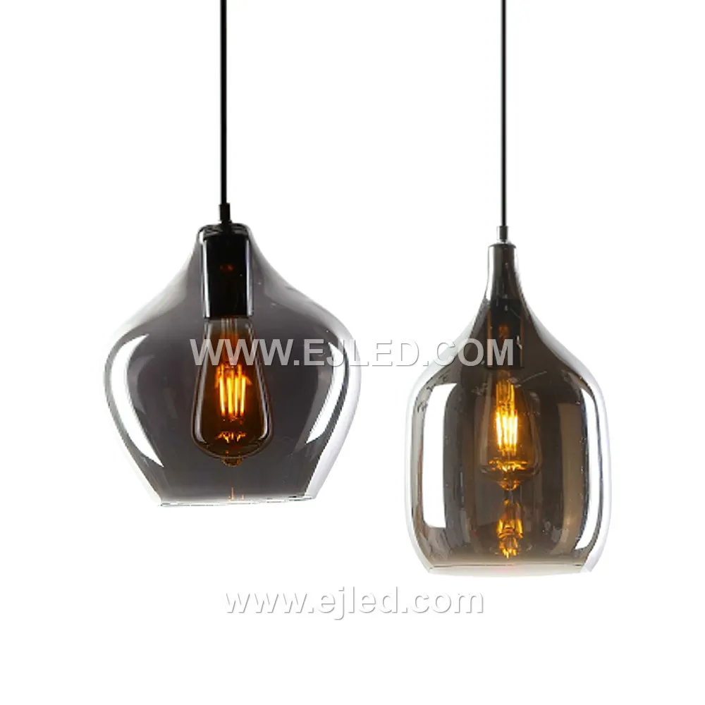 Wholesale Black Glass Pendant Light Fixture Wine Bottle Lampshade with E26 E27 Socket for Living Room GL0003