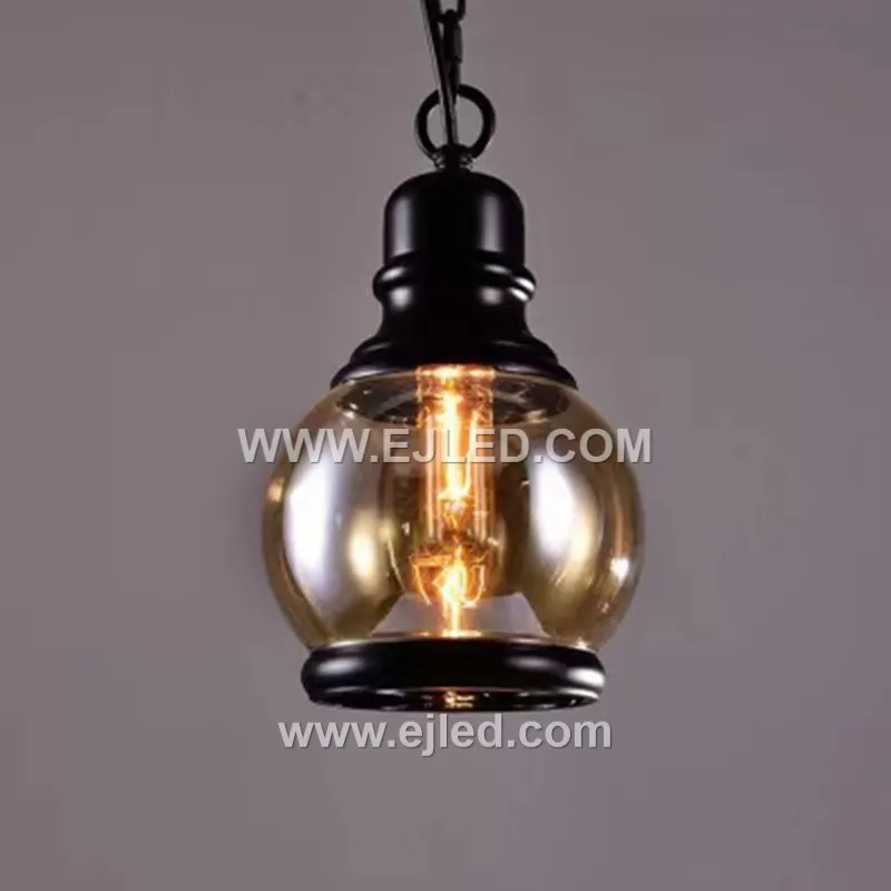 The GL0005 is a single bell-shaped pendant light, featuring an external black finish complemented by a contrasting golden interior. It is well-suited for focused task lighting or accent illumination. - view 5