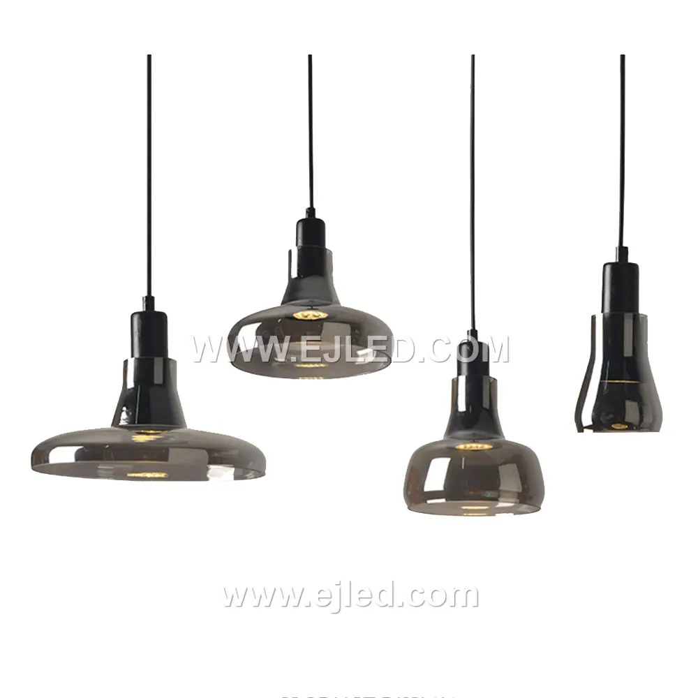 Hot Selling Mini Glass Chandelier Pendant Light Fixture Smoke Gray Glass Pendant Light Lamp Decoration for Living Room GL0007