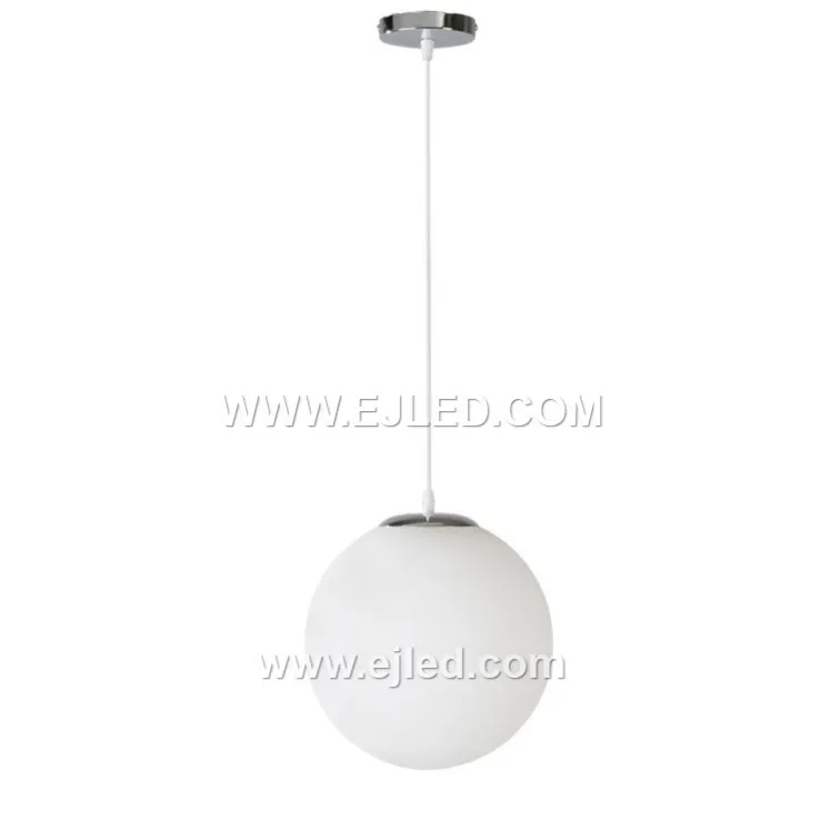 This multi-lamp pendant, model GL0020, features seven opaque white opal glass spheres suspended from a central chrome canopy. Designed to provide soft, diffused illumination, it creates a striking focal point for hospitality lobbies, stairwells, or residential dining areas.