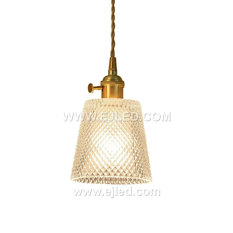 Pendant Light Fixtures Modern Pendant Lighting for Kitchen Island Farmhouse Transparent Striped Glass Pendant Light Shade GL0101