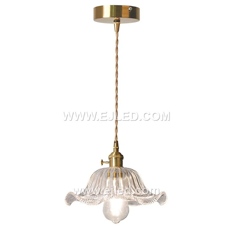 This single-lamp glass pendant light, model GL0119, features a distinctive green, vertically striped shade. The colored, textured glass creates a unique ambiance and directs light effectively. - view 6
