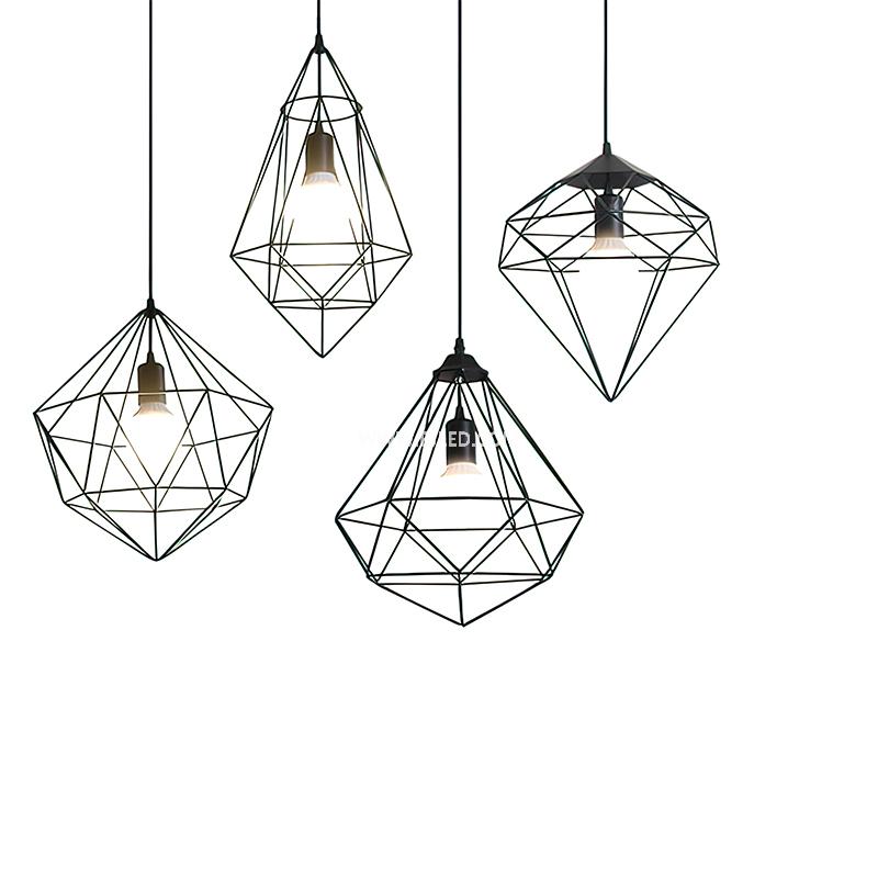 World market pendant light iron light pendant fitting polygon with E27 holder black ceiling light for kitchen IN0004