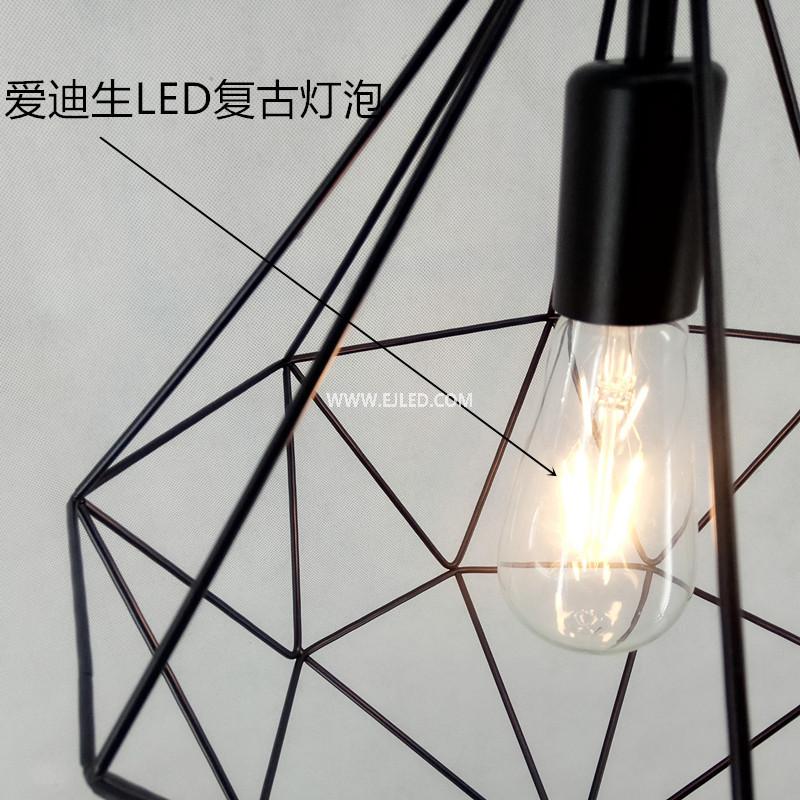 World market pendant light iron light pendant fitting polygon with E27 holder black ceiling light for kitchen IN0004