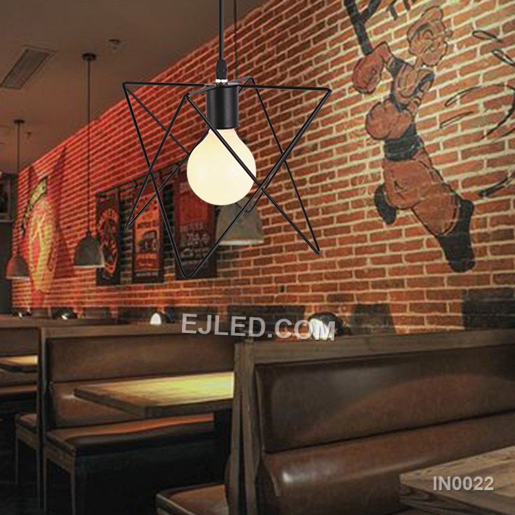 Black Pendant Light Fixtures Industrial Iron Ceiling Light with Triangle Lampshade for Kitchen Island Bedroom Hotel IN0021