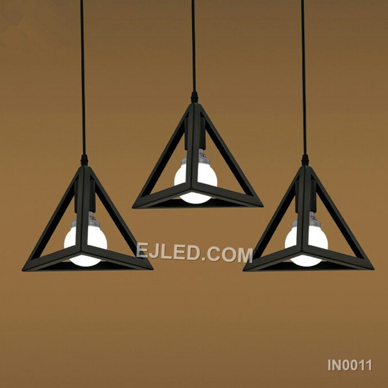 Vintage Pyramid Pendant Light Iron Ceiling Light with E27 Holder 1M Cable for Kitchen Bar IN0011