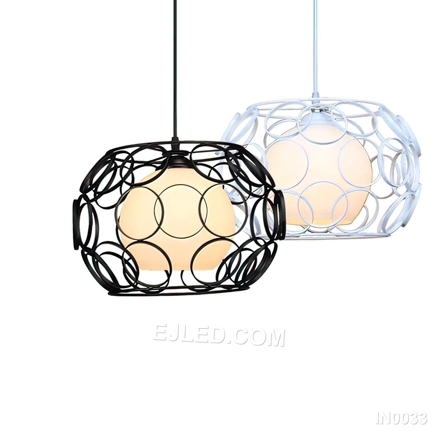 Black Pendant Light Iron Cage with Glass Ball Shade Vintage Retro Style Hanging Lighting for Hotel Kitchen Island IN0033