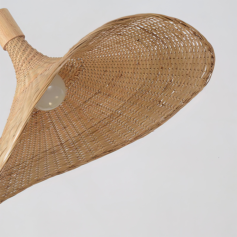 Woven Bamboo Pendant Lighting Fixtures Art Bird Nest Lamp Shade Ceiling Hanging Light with Adjustable Cord for Living Room RT0032