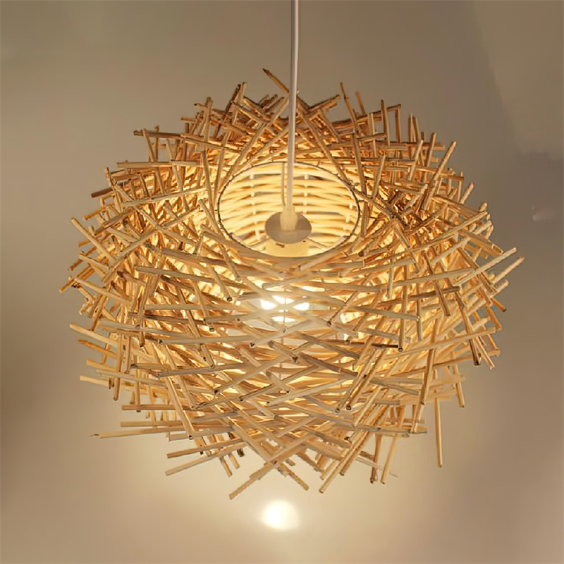 New Bamboo Lantern Pendant Lamp Hand-Woven Bamboo E27 Lighting Fixtures Hanging Light pendant lamp rattan RT0030
