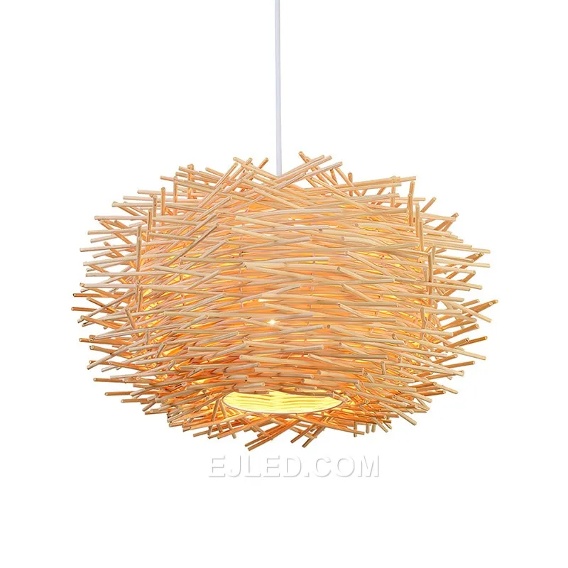 Zhongshan Wholesale Home Decor Natural Rattan Woven Bird Neest lampen shade rattan wicker bamboo pendant light RT0029