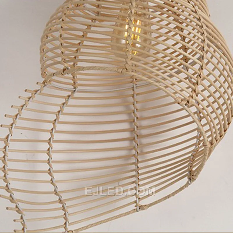 Formed from hand-woven bamboo, the RT0018 stands out with its distinctive conch-like spiral shape. This unique design offers both visual interest and practical downlighting. - view 4