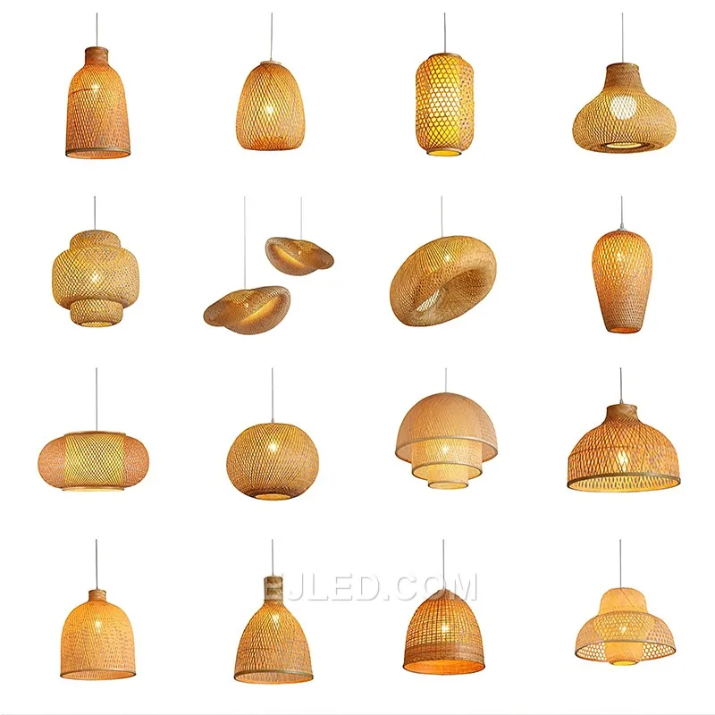 Bamboo woven into a dense, cylindrical "egg" shape, this pendant light focuses illumination directly downwards. Its enclosed form minimizes side glare and ensures a concentrated beam. - view 5