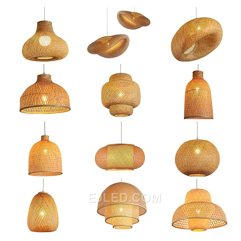 Bamboo woven into a dense, cylindrical "egg" shape, this pendant light focuses illumination directly downwards. Its enclosed form minimizes side glare and ensures a concentrated beam. - view 2