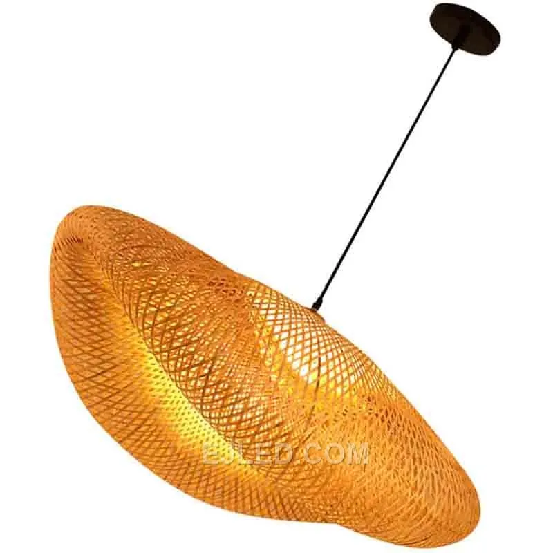 For project buyers requiring flexibility, the RT0028 bamboo pendant offers a wide, shallow conical shade with a distinctive diagonal weave, suitable for customisation. - view 2