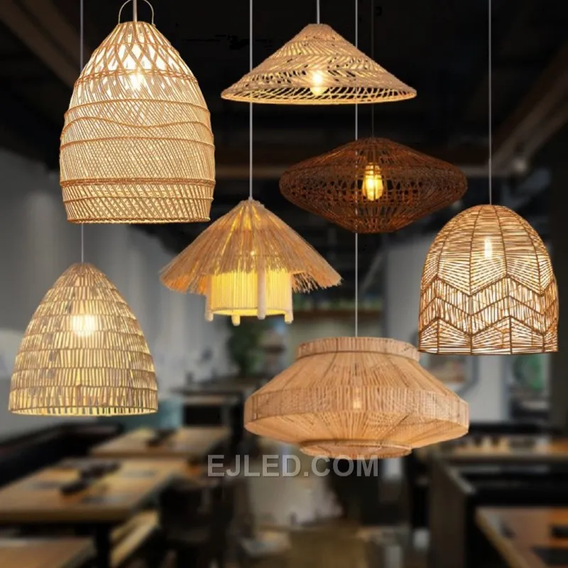 Bamboo Lamps Rattan Supplier Bamboo Lamp Shade Pendant Light Vietnam Style Handmade Rattern bamboo pendant light for Farm RT0014
