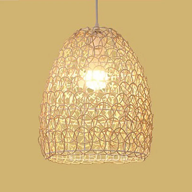 The RT0024 is a bell-shaped rattan pendant, hand-woven with a distinctive wide-open basket weave at both top and bottom, providing generous, diffuse light. Its rustic charm suits various interior aesthetics. - view 4