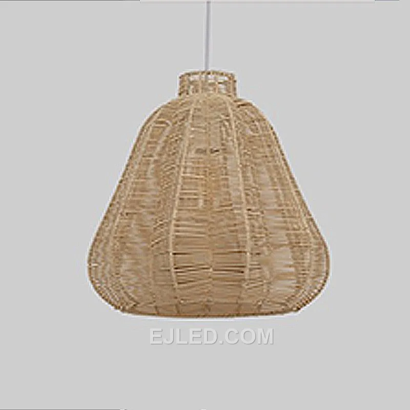 Crafted from natural rattan, this bell-shaped pendant features a close weave that provides a warm, diffused downlight suitable for inviting atmospheres. - view 2
