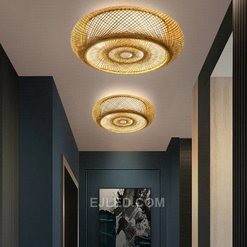 Professional Modern Bamboo Pendant Light with Round Handmade dome Rattan Weave Pendant Light for Farm Hotel Chandelier RT0015