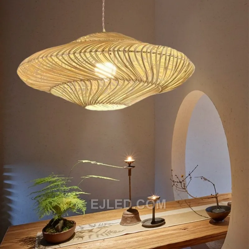 bamboo leaf craft lamp manufacturer handmade modern art pendant lights bamboo lamp RT0006