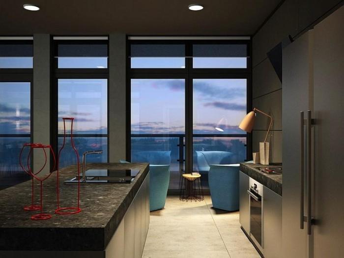 European and American architecture, Kiev, Ukraine, a luxury villa with striking interiors and panoramic views, hyper-artistic