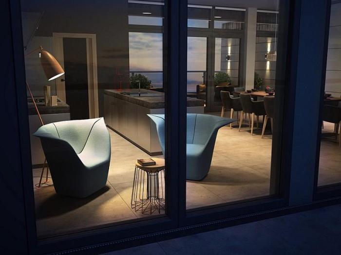 European and American architecture, Kiev, Ukraine, a luxury villa with striking interiors and panoramic views, hyper-artistic