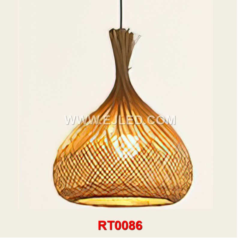 Bamboo rattan woven pendant light