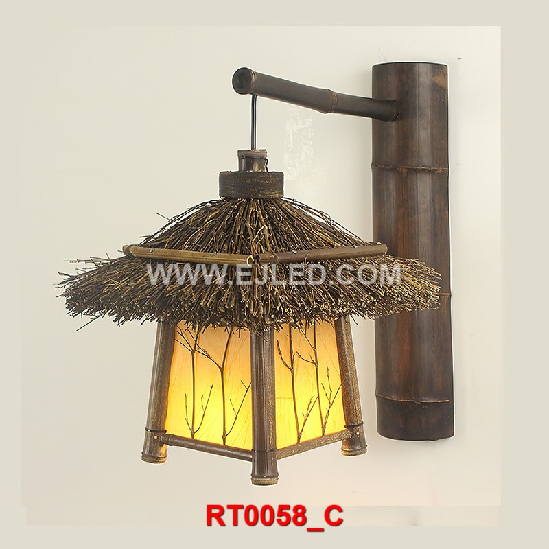 Bamboo rattan woven pendant light