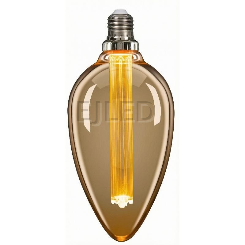 This amber glass tear drop light guide LED bulb combines vintage style with modern LED technology for decorative lighting applications.